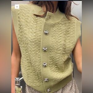 Zara Olive Green Sleeveless Sweater